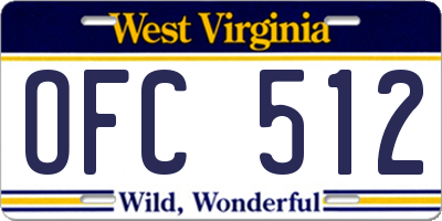 WV license plate OFC512