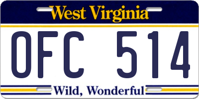 WV license plate OFC514