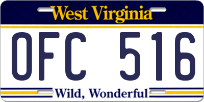 WV license plate OFC516
