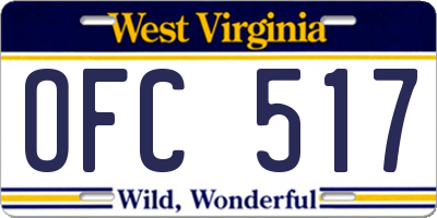 WV license plate OFC517
