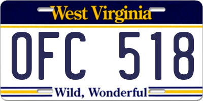 WV license plate OFC518