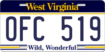 WV license plate OFC519