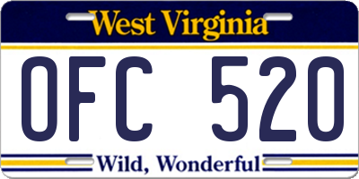 WV license plate OFC520