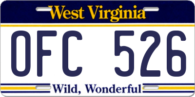 WV license plate OFC526