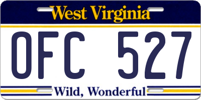 WV license plate OFC527