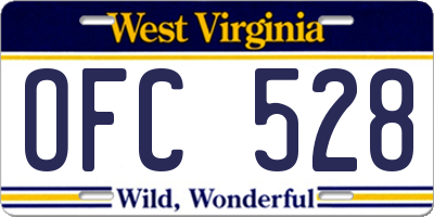 WV license plate OFC528