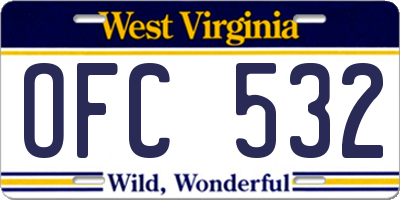 WV license plate OFC532