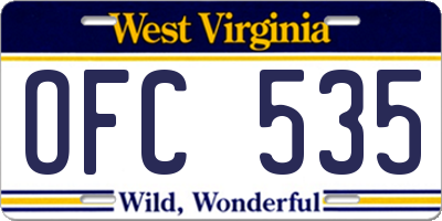WV license plate OFC535
