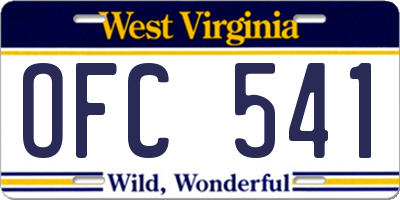 WV license plate OFC541