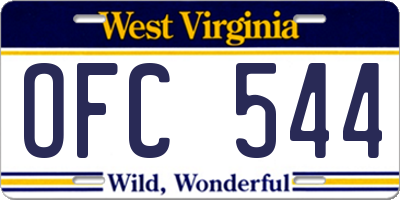 WV license plate OFC544