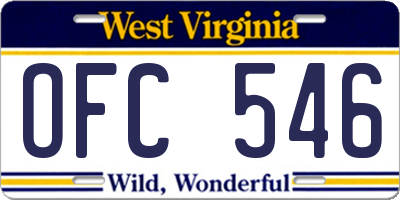 WV license plate OFC546
