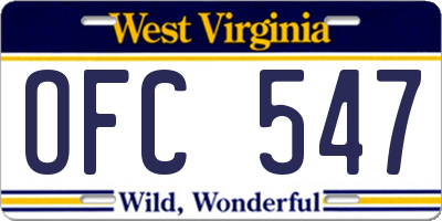 WV license plate OFC547