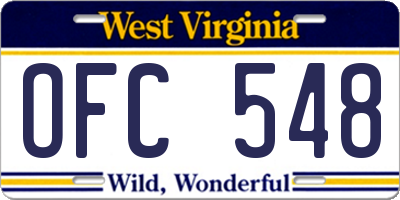 WV license plate OFC548