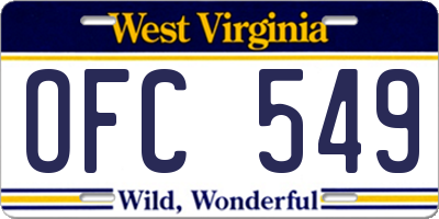 WV license plate OFC549