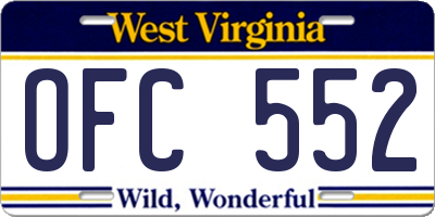 WV license plate OFC552