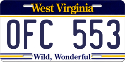 WV license plate OFC553