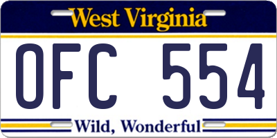 WV license plate OFC554