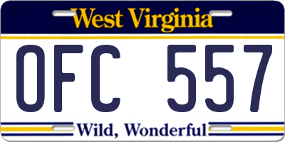 WV license plate OFC557