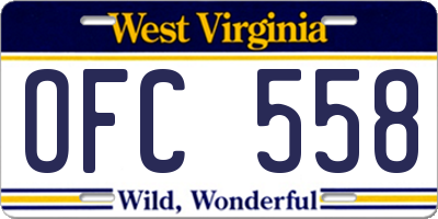 WV license plate OFC558