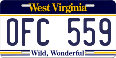 WV license plate OFC559