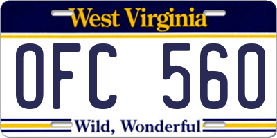 WV license plate OFC560