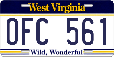 WV license plate OFC561