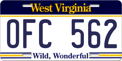 WV license plate OFC562