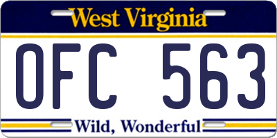 WV license plate OFC563