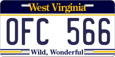 WV license plate OFC566