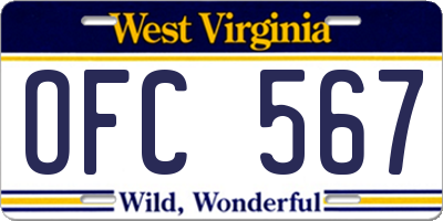 WV license plate OFC567