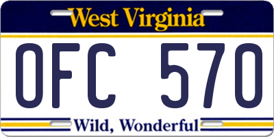 WV license plate OFC570