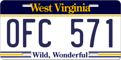 WV license plate OFC571