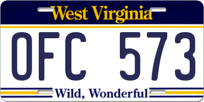 WV license plate OFC573