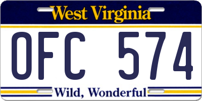 WV license plate OFC574
