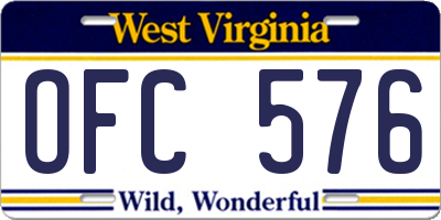 WV license plate OFC576