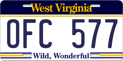 WV license plate OFC577