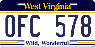 WV license plate OFC578