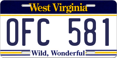 WV license plate OFC581