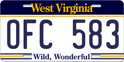 WV license plate OFC583