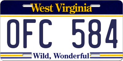 WV license plate OFC584