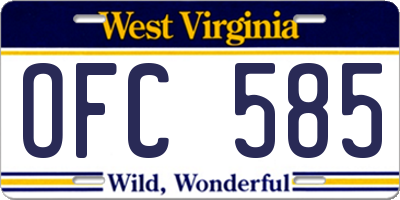 WV license plate OFC585