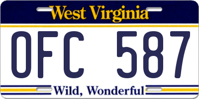 WV license plate OFC587