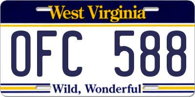 WV license plate OFC588