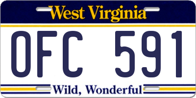 WV license plate OFC591