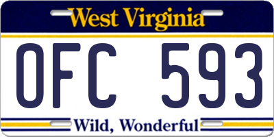 WV license plate OFC593