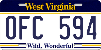 WV license plate OFC594