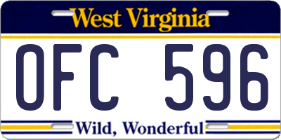 WV license plate OFC596