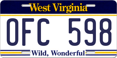WV license plate OFC598