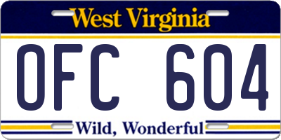 WV license plate OFC604