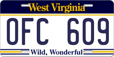 WV license plate OFC609